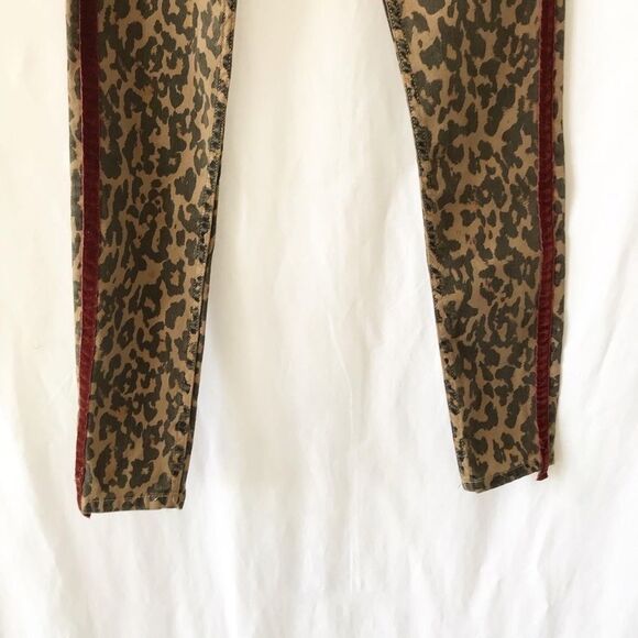 Zara leopard print velvet stripe skinny jeans 34/2 - Picture 6 of 12
